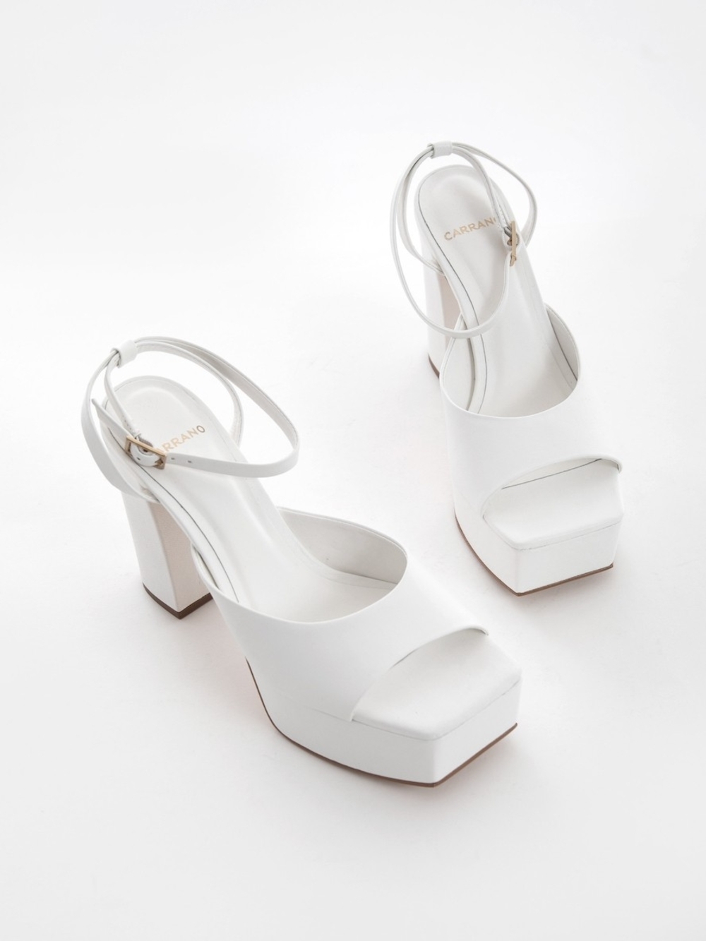 Carrano White Leather Platform Block Heel Sandals US 9